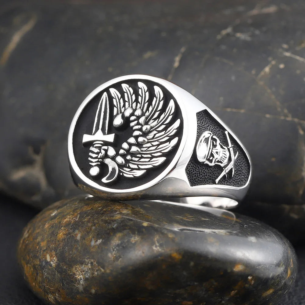 Mercenary Lorraine Cross Memory Skull Fortune Sterling Silver Ring