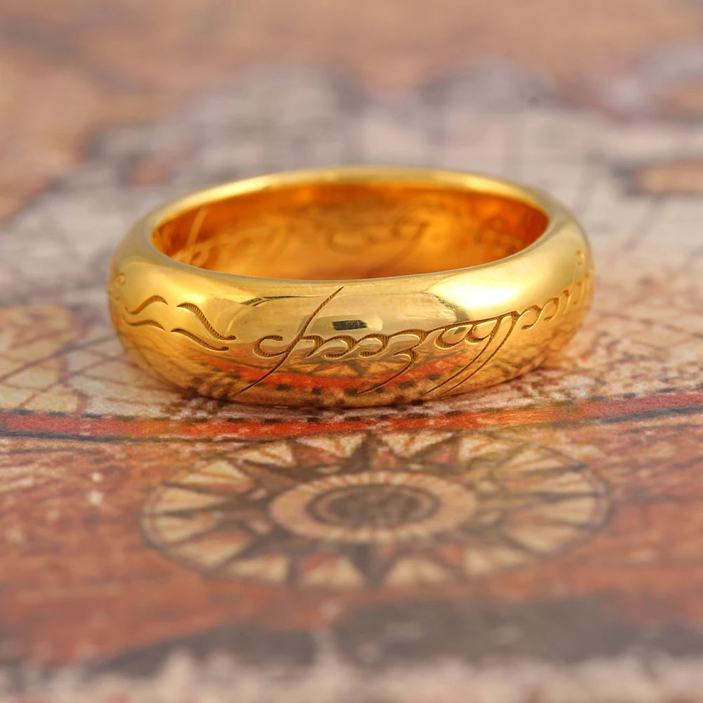One Ring Of Movie Lord Of The Rings Gold 3D Engraving Fashion Simple Glamorous Sterling Silver Ring