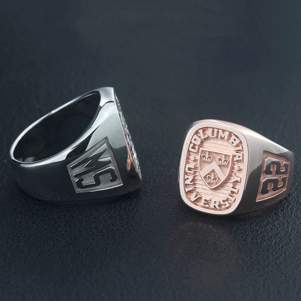 Customized Class Ring HARVARD CALIFORNIA COLUMBIA RICE OXFORD TANFOR School LOGO Sterling Silver Ring