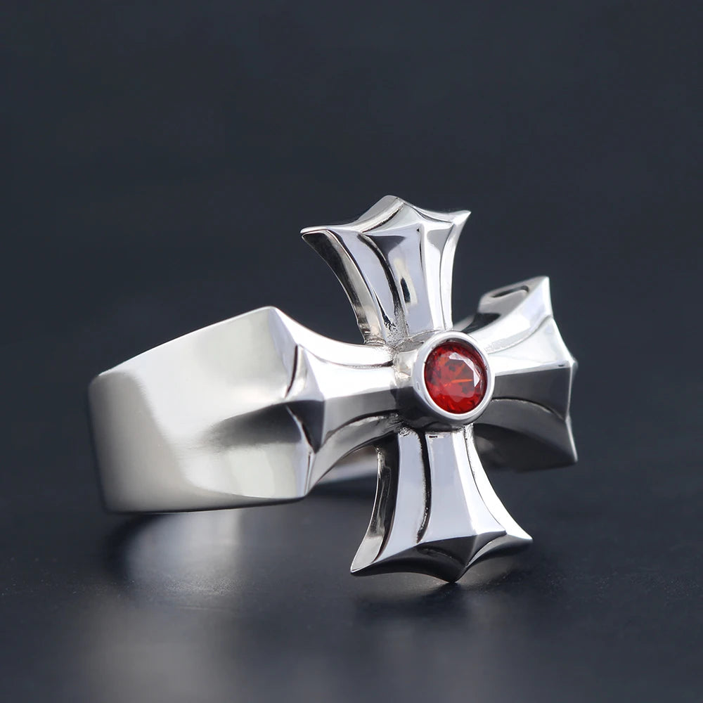 Jesus Christ Prayers Cross Symbol For blessings Inlaid Zircon Sterling Silver Rings