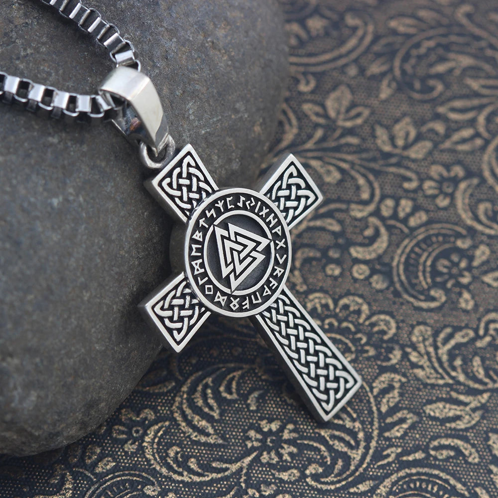 Viking Triangle Double Axe Cross On Both Sides For men Or Women  Pendant