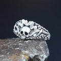 Antique Skull Punk Rock Haulage Motor Bicycle Tire Motorcycle Chain Sterling Silver Ring