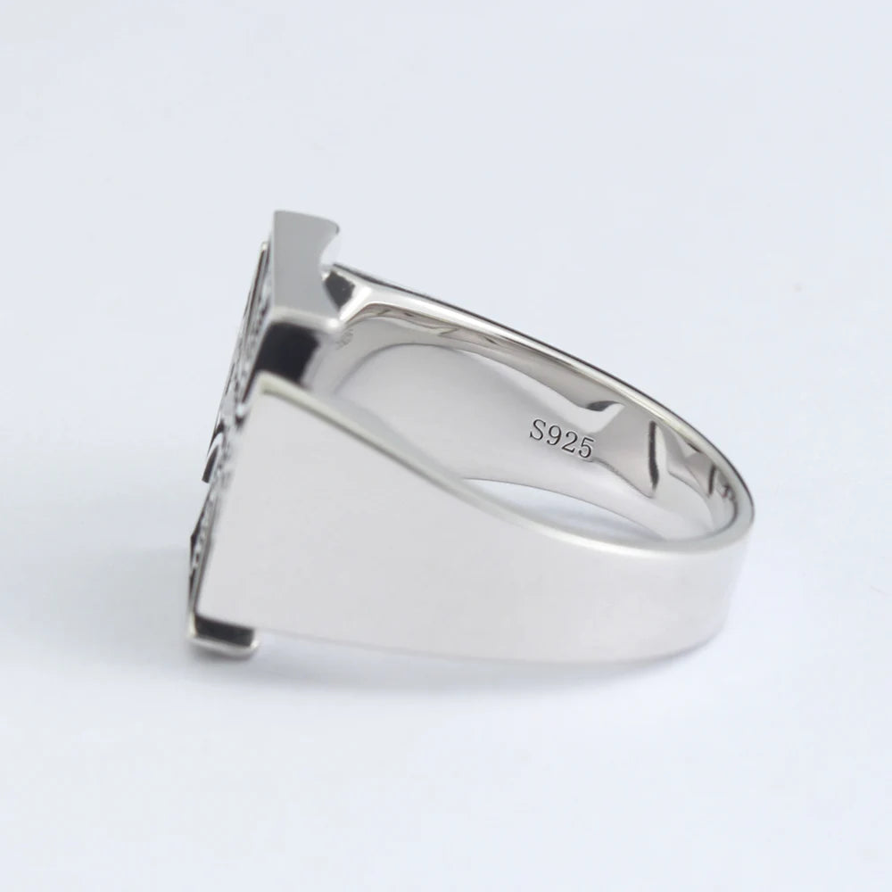 Cross-shaped Customized Text Choppers Sterling Silver Ring