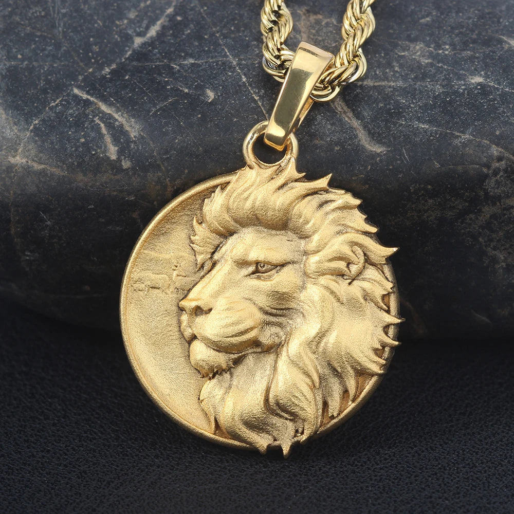 Men Soild Lion Head 925 Sterling Silver Necklace Charm Pendant Jewelry