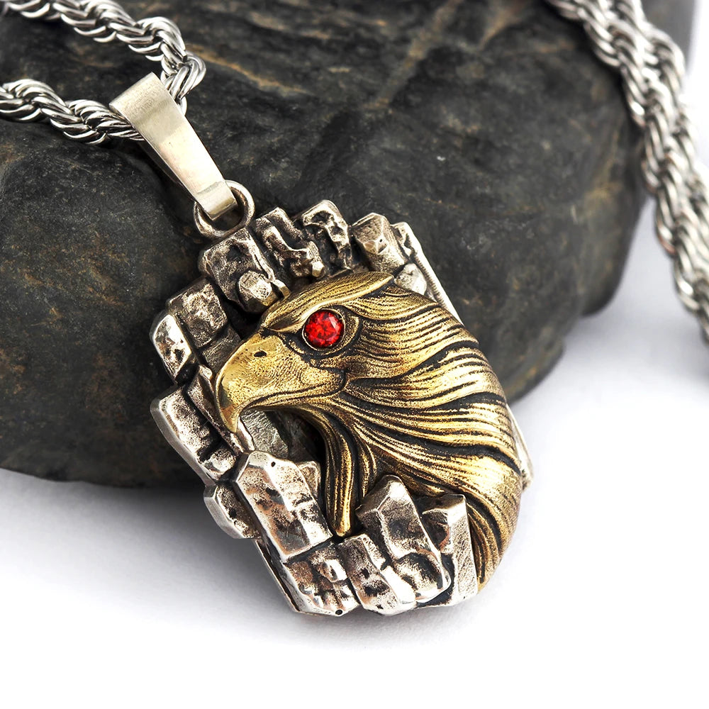 Vintage Eagle Head With Sharp Eyes Rocks Pendant