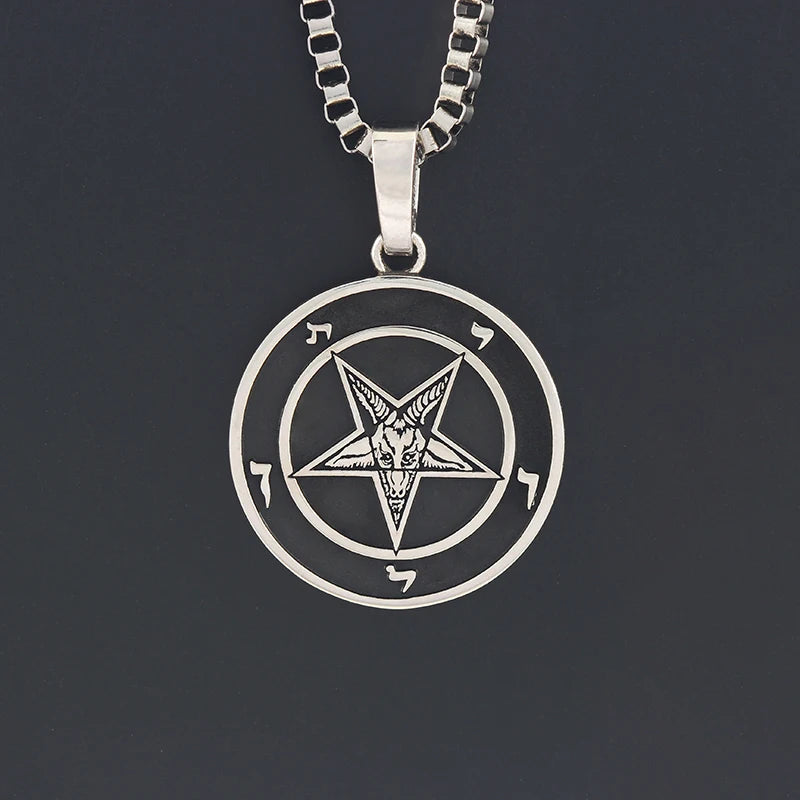 Sheep Head Five-pointed Star-shaped Church Seal Signet Sterling Silver Pendant