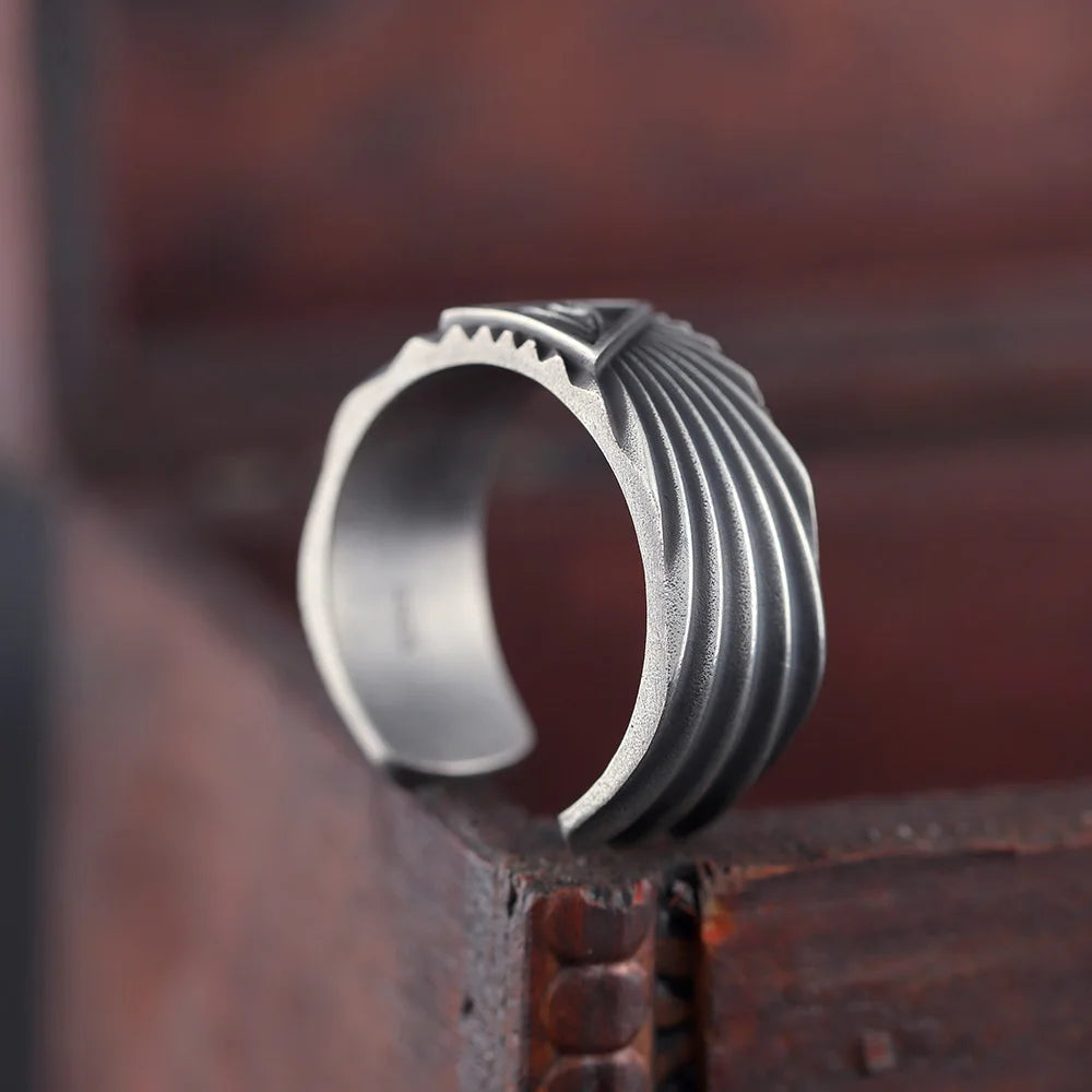 All Seeing Eyes God Horus Triangular Radial Sterling Silver Rings