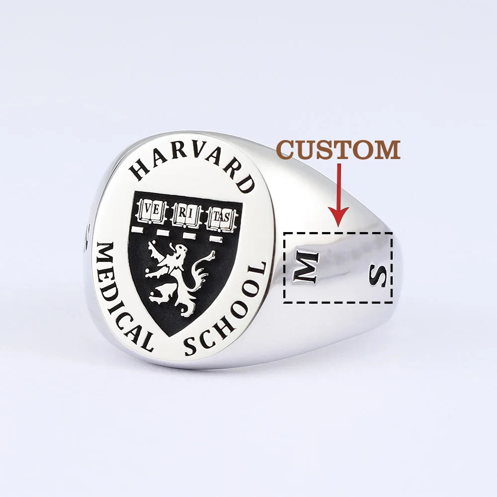 Customized Class Ring HARVARD CALIFORNIA COLUMBIA RICE OXFORD TANFOR School LOGO Sterling Silver Ring
