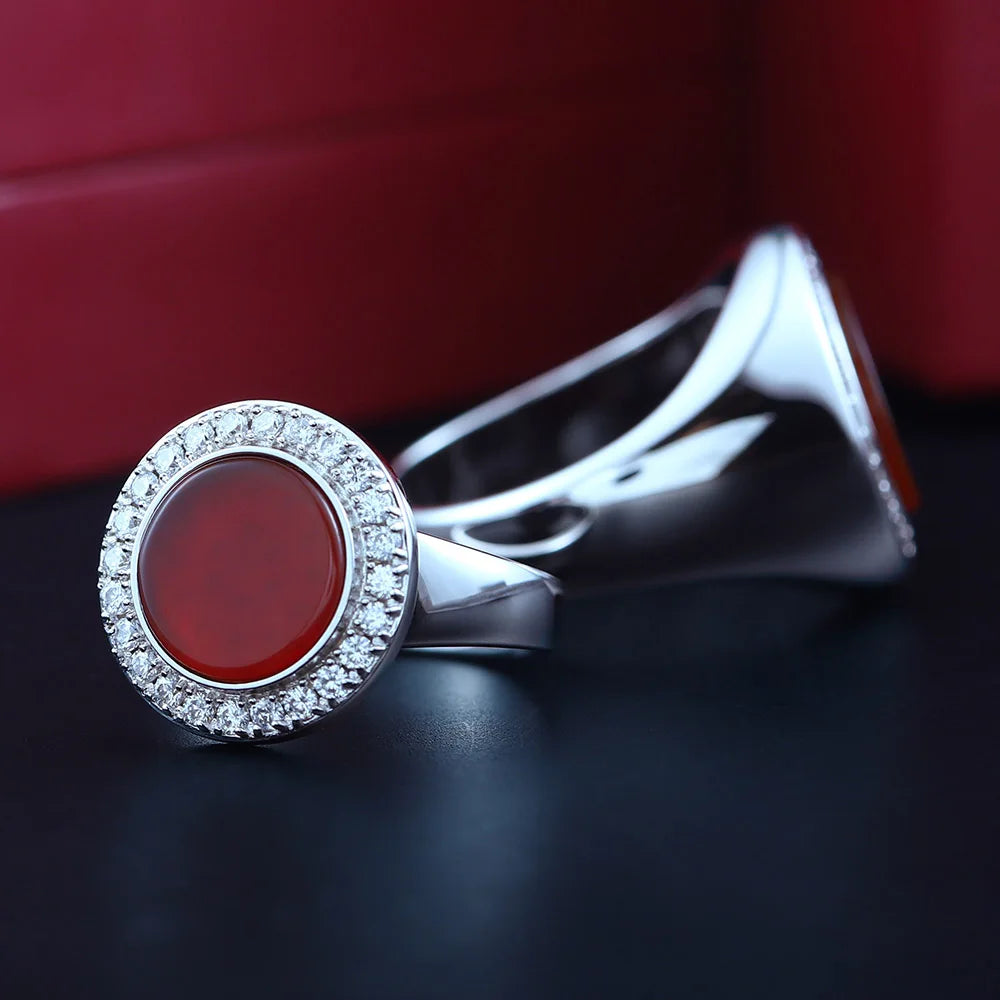 Lovers Agate Fashion Sterling Silver Ring