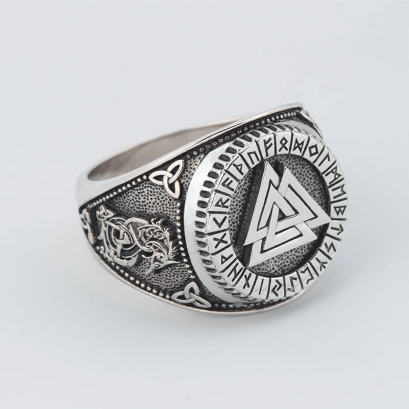 Viking Vintage Nordic Men's and women's  Sunk Fashion Accessories Gift  Sterling Silver Ring
