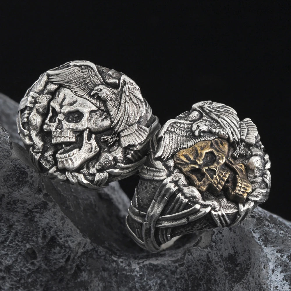 Memento Mori Gothic Death's Head Skeleton Skull Evil Demon Bike Unique Gift Idea For You And Friend Punk Mens Silver Ring