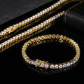 Hip-hop tennis chain bracelet with stone beads