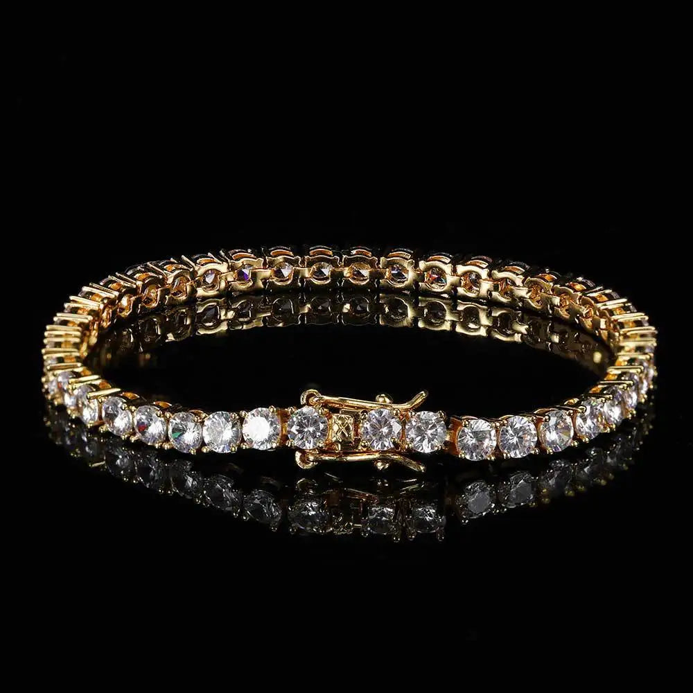 Hip-hop tennis chain bracelet with stone beads