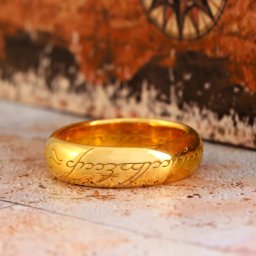 One Ring Of Movie Lord Of The Rings Gold 3D Engraving Fashion Simple Glamorous Sterling Silver Ring