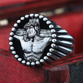 Cross Jesus Catholic Religious Christian Amulet Memorial Silver Ring