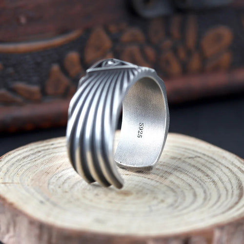 All Seeing Eyes God Horus Triangular Radial Sterling Silver Rings