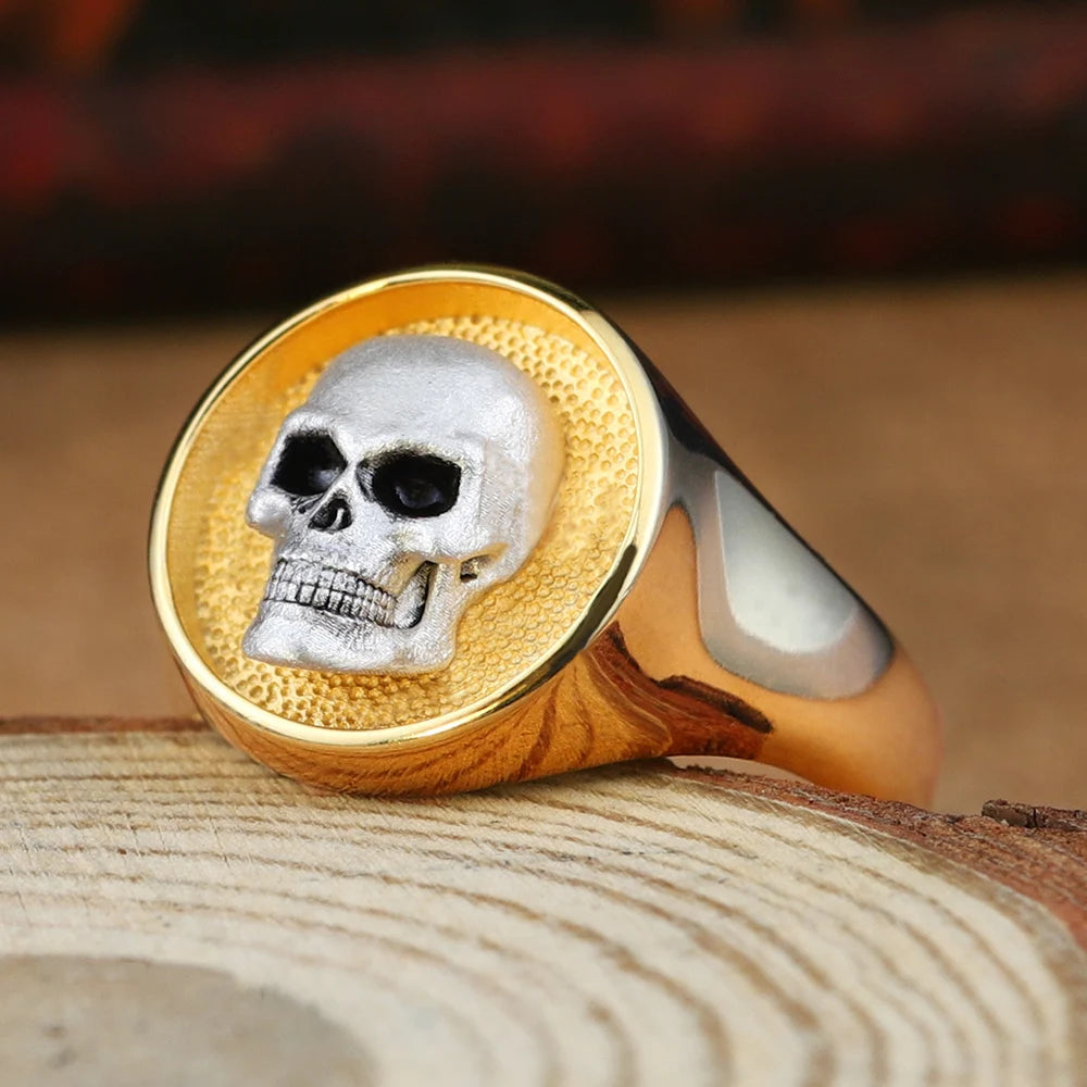 Antique Dead Head Skull Memory Dual-material Pinkie Two-tone  Ring