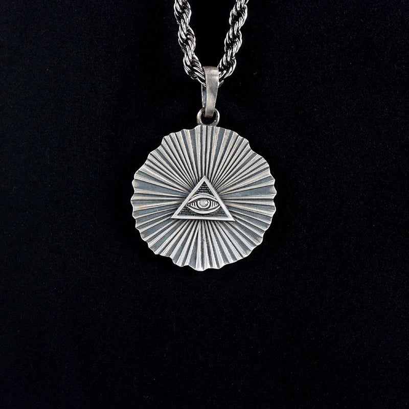 Hipster Demon Eyes of God 925 Sterling Silver Pendant Necklace