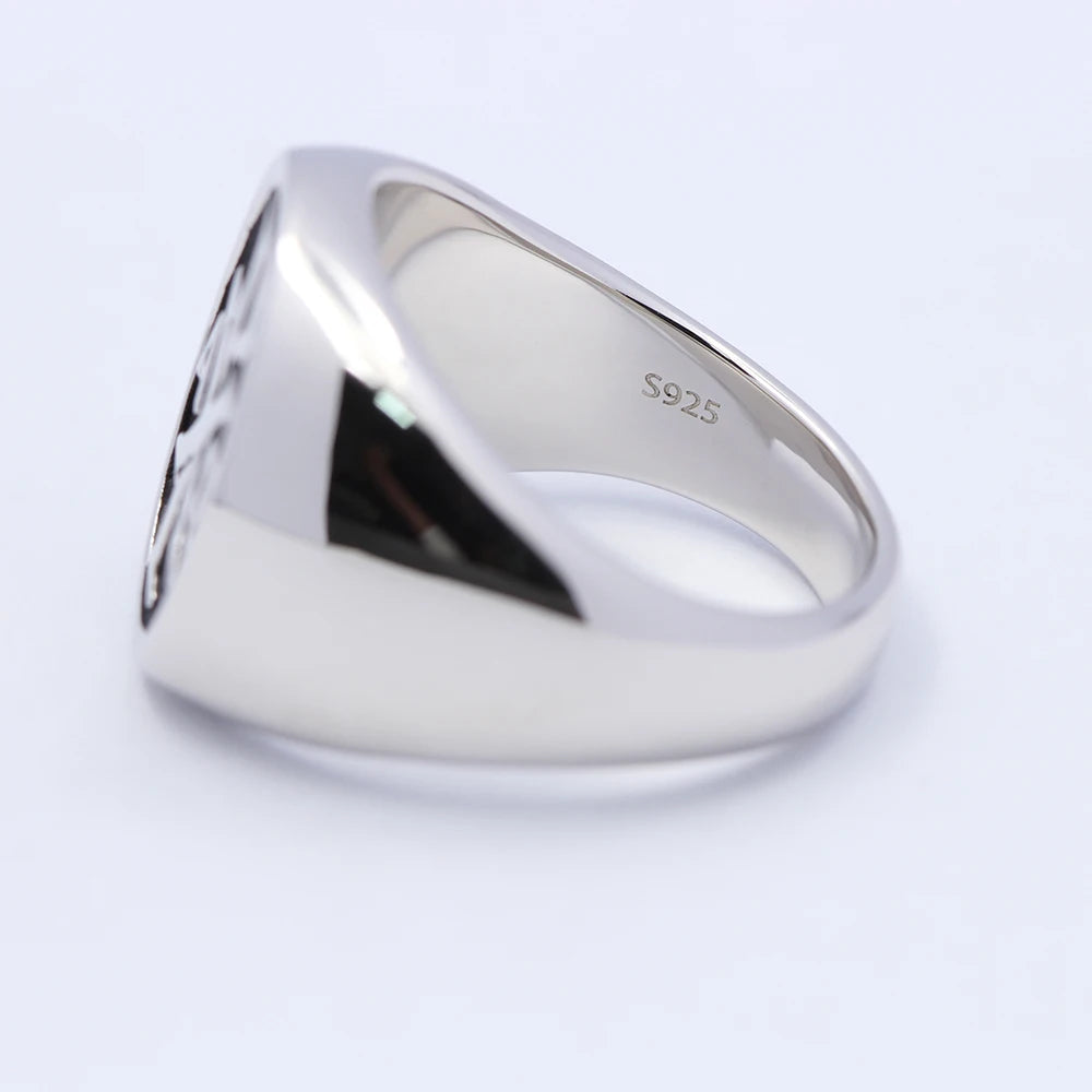 Christogram Jesus Sacred labarum Chi Rho ΧΡ Alpha Omg Cross Sterling Silverer Ring