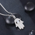 Lucky Hand Bohemian Folk Style Fatima Hand  Eyes Palm Diamond Necklace Pendant