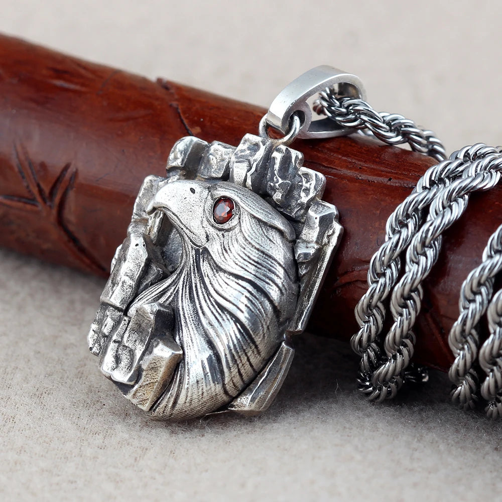 Vintage Eagle Head With Sharp Eyes Rocks Pendant