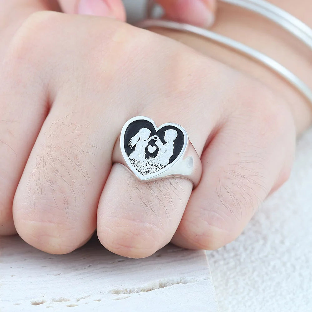 Heart-shaped Men and Women  Crazy For Love Customize Other Logos Sterling Silver Ring