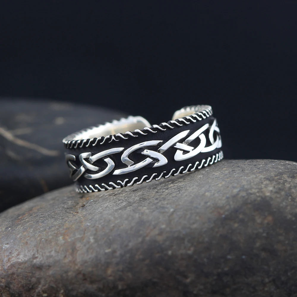 Antique Viking Totem Finger Size Regulable Sterling Silver Ring