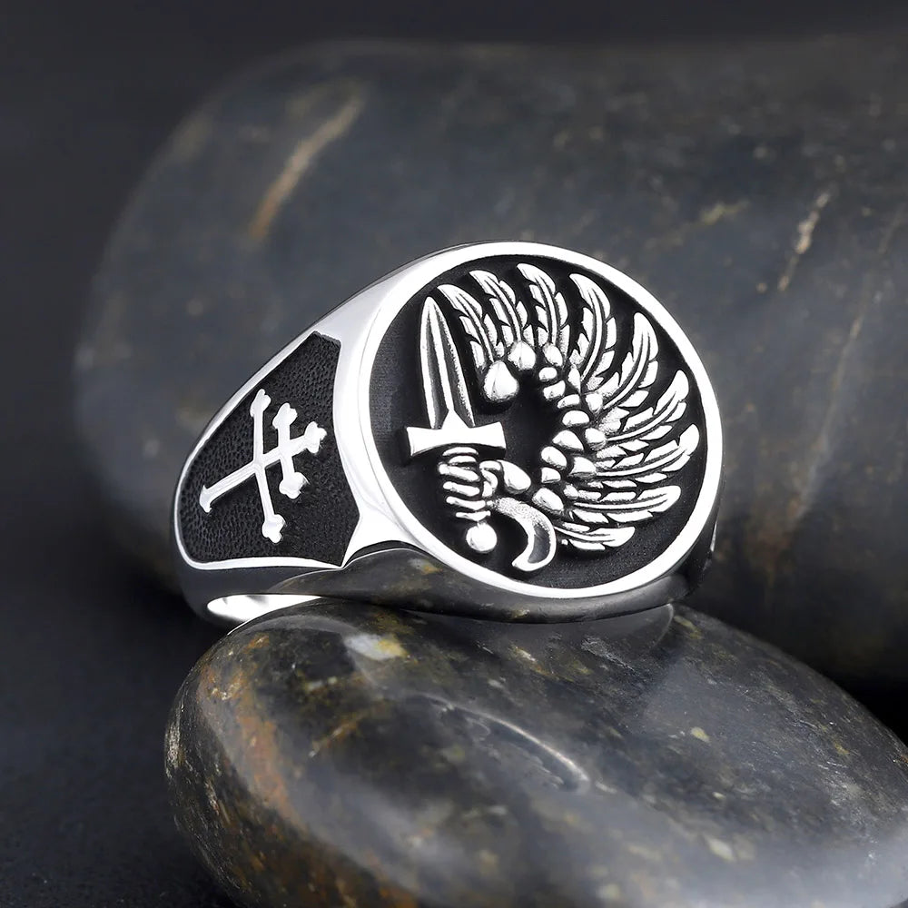Mercenary Lorraine Cross Memory Skull Fortune Sterling Silver Ring