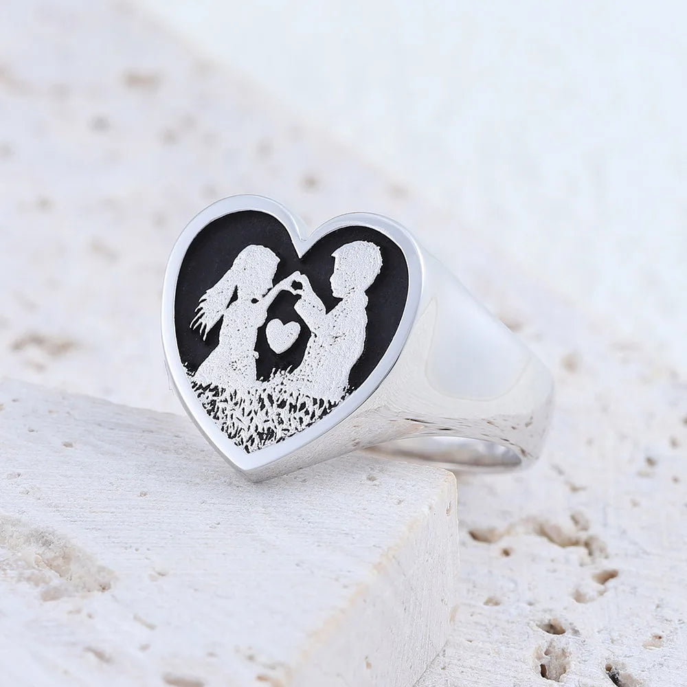 Heart-shaped Men and Women  Crazy For Love Customize Other Logos Sterling Silver Ring