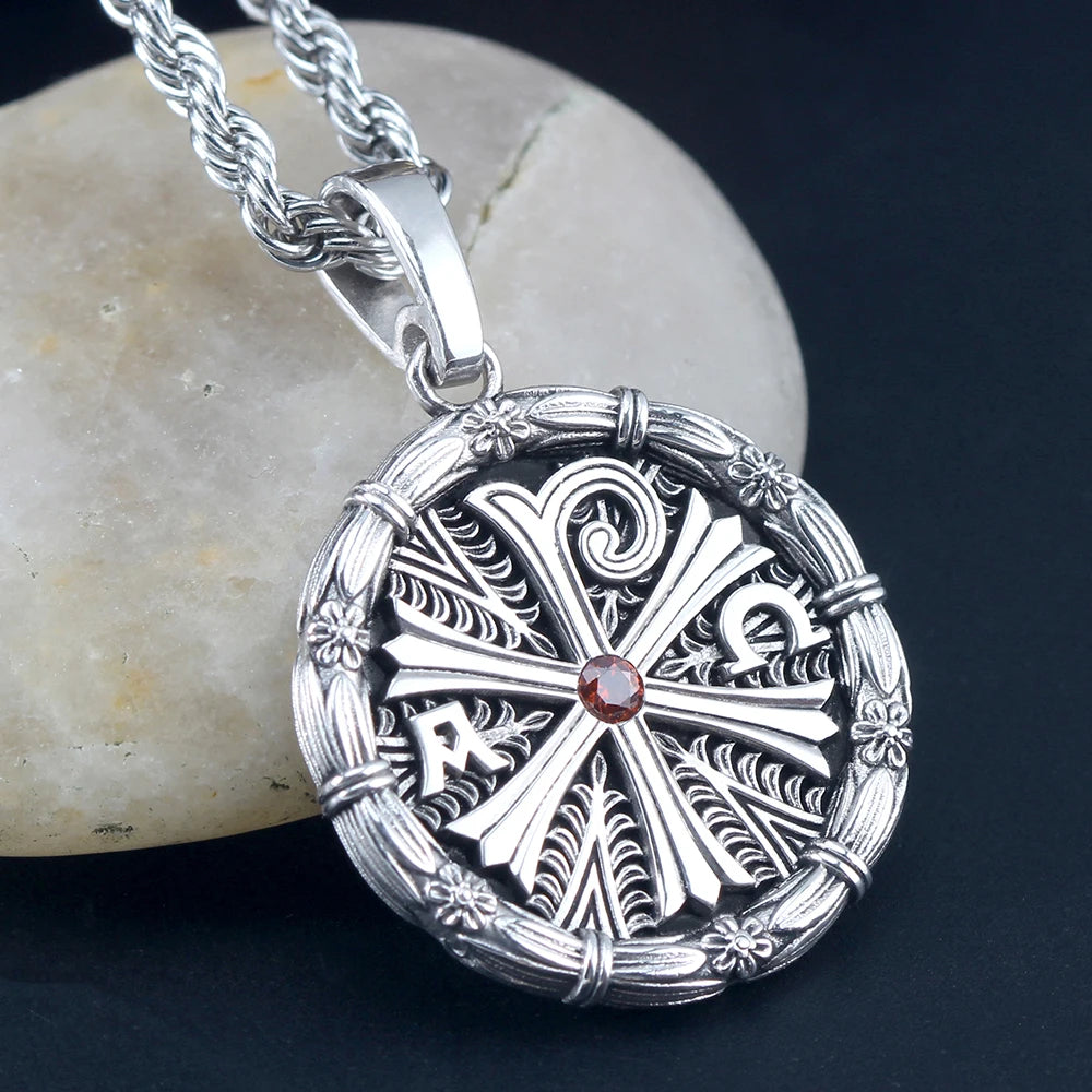 Chi Rho Christ Symbol Alp Ome Charm PX Silver Pendant