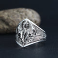 Flying Dragon Signet Vinking Drachen Signet  Unique Biker Gothic Signet Mens 925k Sterling Silver Ring