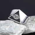 All-Seeing Eyes God Horus Triangular Sterling Silver Ring