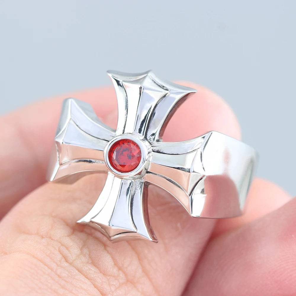 Jesus Christ Prayers Cross Symbol For blessings Inlaid Zircon Sterling Silver Rings