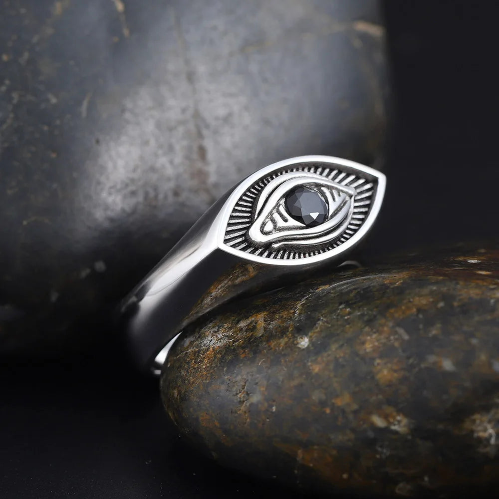 All Seeing Eye Horus Radiate Brilliant Light God Free Mason Sterling Silver Ring