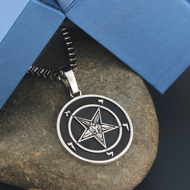 Sheep Head Five-pointed Star-shaped Church Seal Signet Sterling Silver Pendant