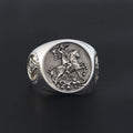 St. George The Paladin Slays Dragons Unique Sovereign Expeditions Equestrian Viking Sterling Silver Ring