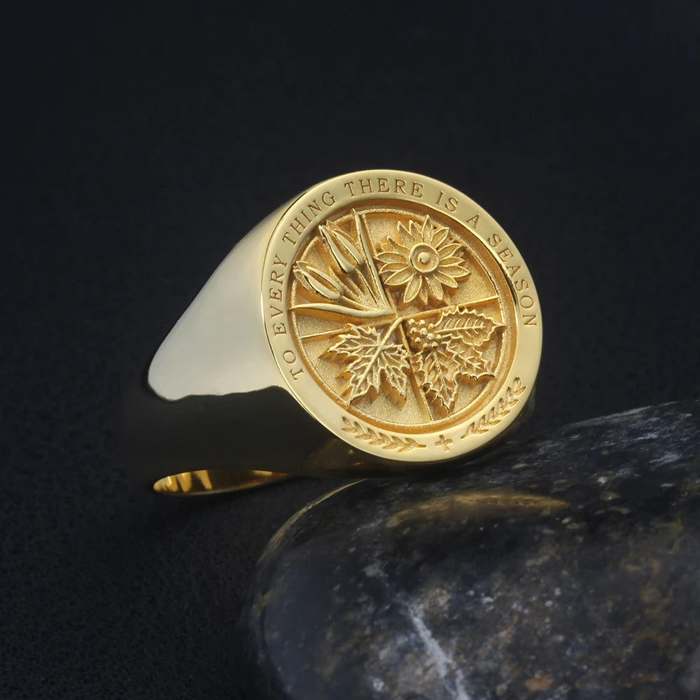 Peace Prayer Holy Bible Ecclesiastes Tulips Sunflowers To Every Thing There Is A Aeason Sterling Silver Ring