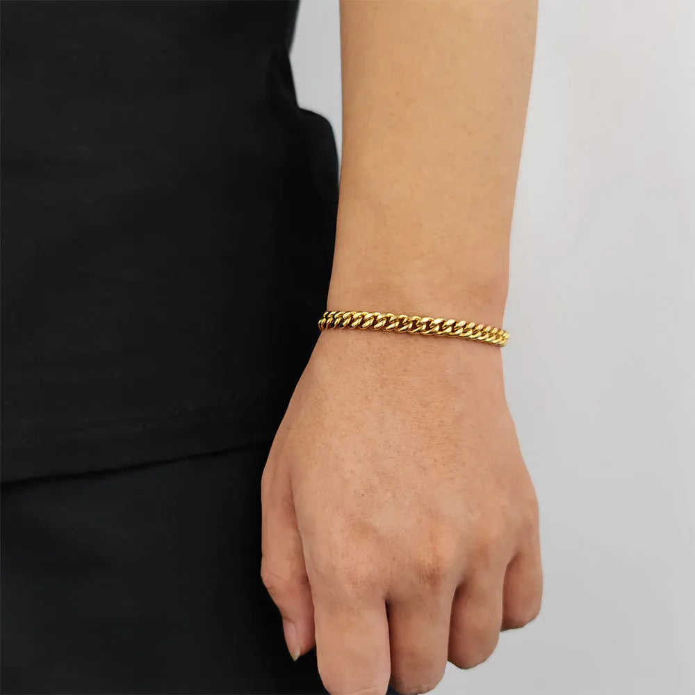 Hip-hop tennis chain bracelet with stone beads