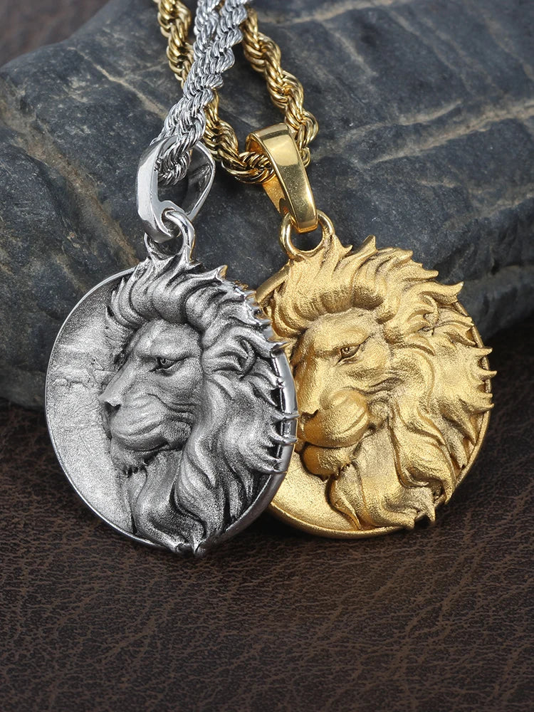 Men Soild Lion Head 925 Sterling Silver Necklace Charm Pendant Jewelry