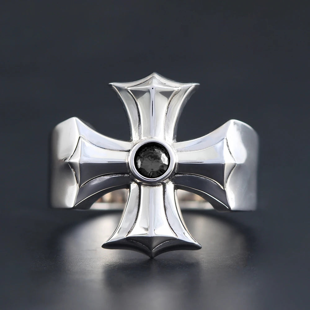 Jesus Christ Prayers Cross Symbol For blessings Inlaid Zircon Sterling Silver Rings