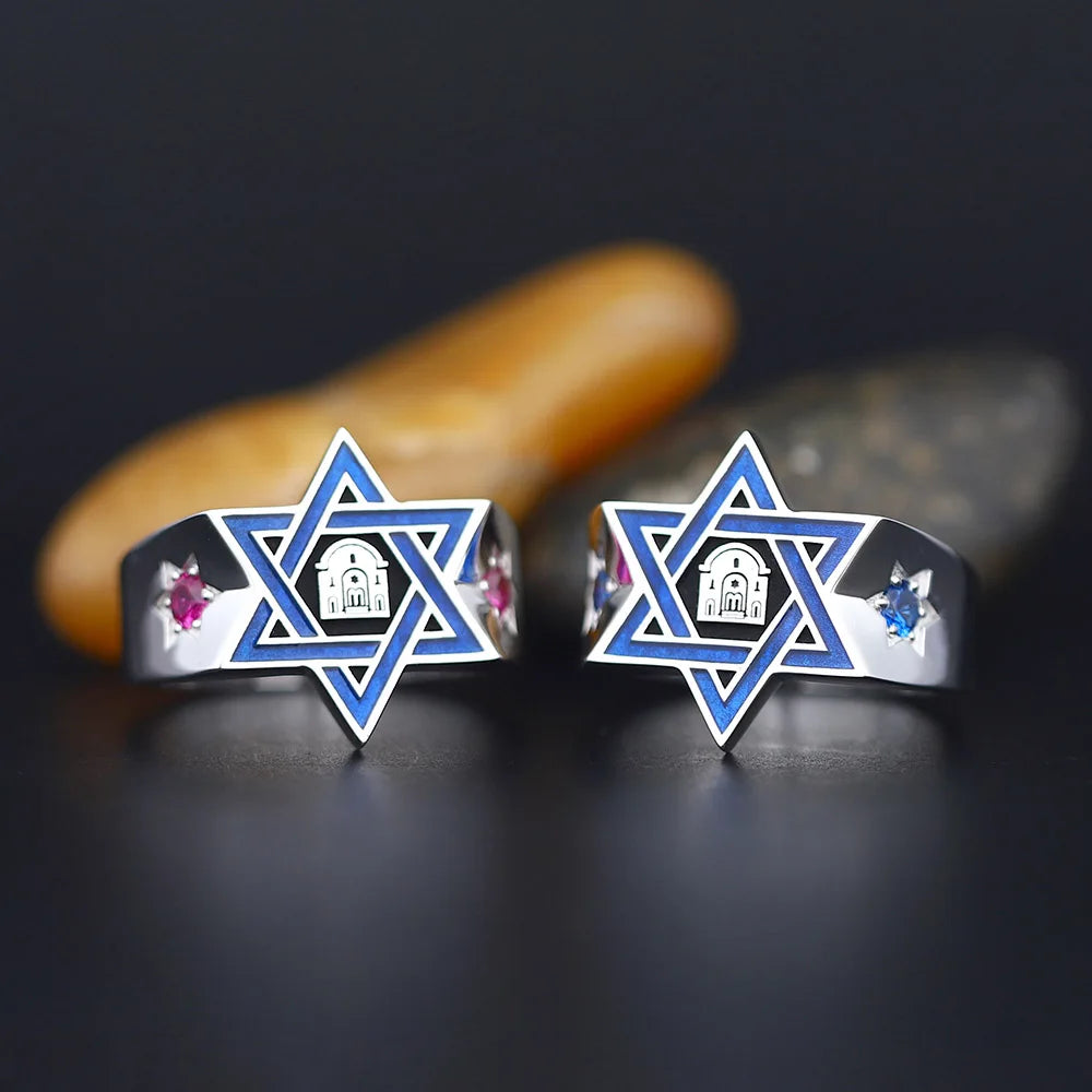 Star of David Hexagram Antechapel Arabic Church Silver Ring