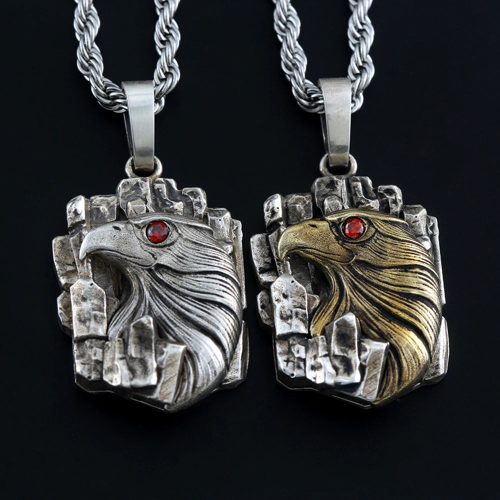 Vintage Eagle Head With Sharp Eyes Rocks Pendant