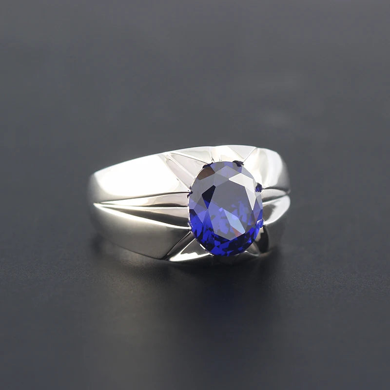 Heated Ruby Gemstone Wedding Engagement Gift Men's Sterling Silver Ring