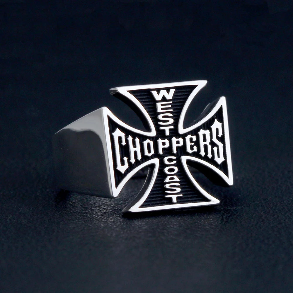 Cross-shaped Customized Text Choppers Sterling Silver Ring