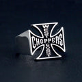 Cross-shaped Customized Text Choppers Sterling Silver Ring