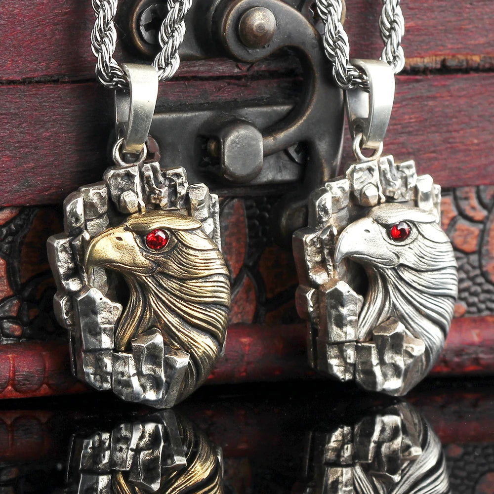 Vintage Eagle Head With Sharp Eyes Rocks Pendant