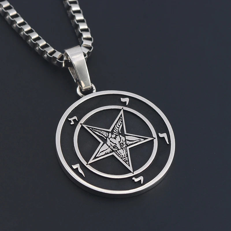 Sheep Head Five-pointed Star-shaped Church Seal Signet Sterling Silver Pendant