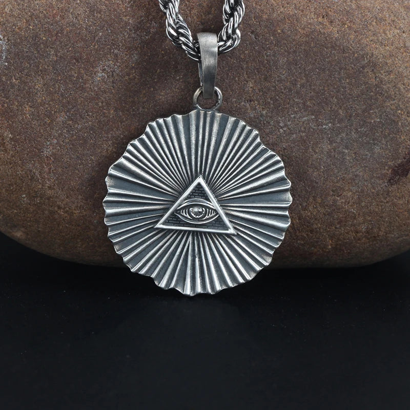 Hipster Demon Eyes of God 925 Sterling Silver Pendant Necklace