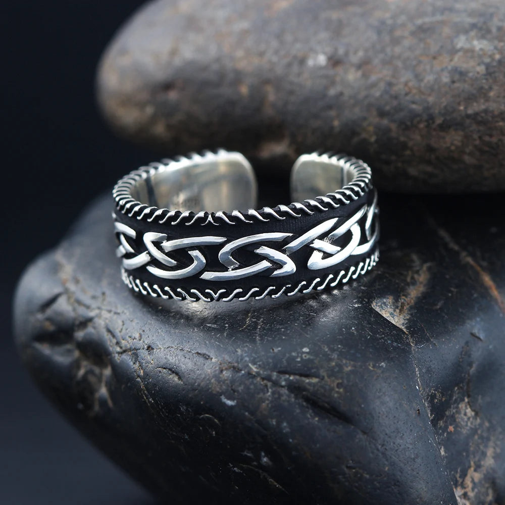 Antique Viking Totem Finger Size Regulable Sterling Silver Ring