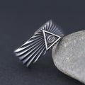 All Seeing Eyes God Horus Triangular Radial Sterling Silver Rings